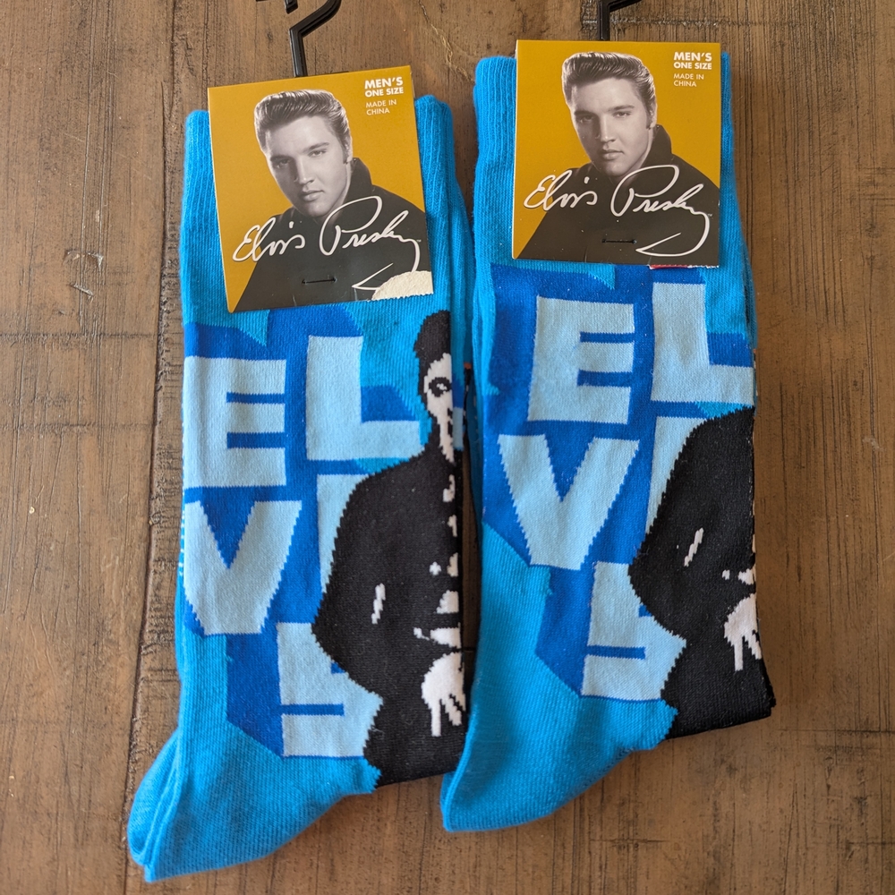 Elvis Rock N' Roll Crew Socks, 2 Pairs